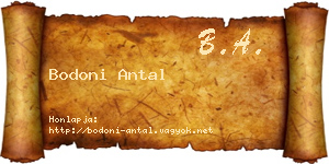 Bodoni Antal névjegykártya